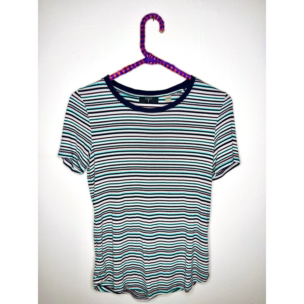 Tahari Cotton Candy Striped Ribbed Baby Tee